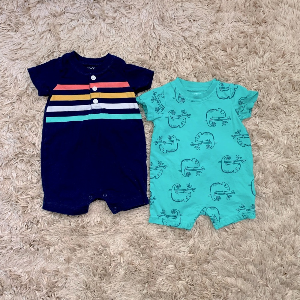 Boys Summer Shorty Romper Coverall 2-Pack Bundle